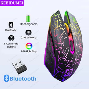 Kebidumei | RGB Gaming Mouse Bluetooth Mouse 2.4G Wireless Mouse Ergonomic 1600DPI 6 Mute Buttons Mouse For MacBook Tablet Laptops Computer