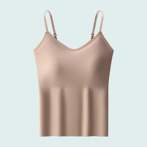 Miiow | Ice Silk V-Neck Strap Vest Womens Summer New Inner And Outer Wear With Chest Pad Lift Base Top Fashionable All-Match Slim Fit