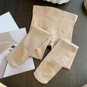 Girls High-Waisted Slim-Fit Tights Autumn Fashionable Pineapple Design Elastic Footwear Base Layer Pants Childrens Leggings