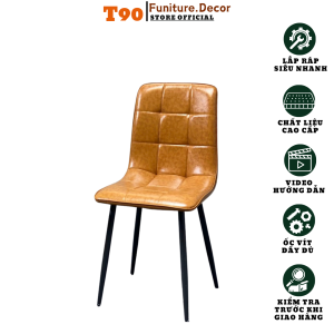 Ghế ăn hiện đại nhập khẩu cho chung cư nhà phố giá rẻ freeship T90 Loft vuông T10 nệm bọc da PU