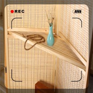 Modern Chinese Bamboo Woven Solid Wood Folding Screen