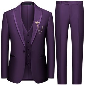Elegant 3 Pieces Black Blazer Vest Pant Formal Men Suits Peak Lapel Slim Fit Groom Tuxedo Match Separates Wedding