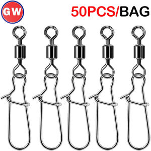 50PCS/Bag Fishing Swivels Bearing Connector Pin 10LB-110LB High Strength Ball Bearing Swivels Jig Stainless Steel Ring Saltwater