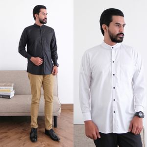 elfarashop Kemko kemeja koko pria lengan panjang lekan