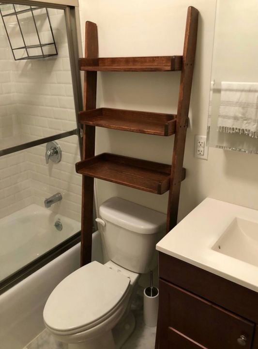 Leaning Bathroom Ladder Shelf Wooden Multi Purpose Lazada PH