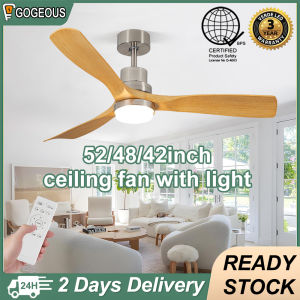 Gogeous 52/48/42inch ceiling fan with light modern design 3 color dimming 6 gear wind ceiling fan with led lights and remote 5 blades big ceiling fan heavy duty for living room dinning room bedroom