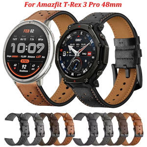 20 22mm Leather Strap For Amazfit T-Rex 3 Pro/Balance/Active Square Bracelet For Amazfit GTR GTS 4 3 2 2e 47mm Belt Accessories