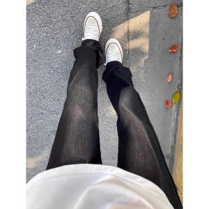 Retro American Black Bell Bottom Jeans Mens Loose Straight Leg Wide Leg Long Pants High Street Style Spring Autumn New Arrival