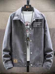 ROMON | Lormen Mens Denim Jacket Fashionable Loose Collar Fleece Lined Warm Coat Spring Autumn Winter New Style Youth Outerwear