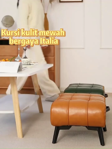 Bangku Kursi Sepatu Kulit Asli / Bangku Rendah Elegan & Fungsional - untuk Ruang Tamu Meja Kopi dan Area Pintu