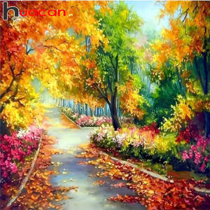 Huacan Full Square Round Diamond Painting Autumn Landscape Forest 5D DIY Embroidery Set Rhinestone Pictures