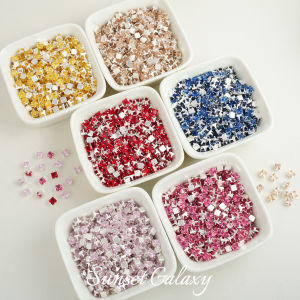 18K Zirconia Rhinestone Claw Beads Spacer Handmade DIY Bracelet Necklace Material Accessories Square Card 4 Handmade Jewelry Parts