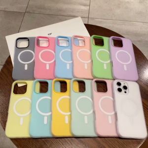 Matte 2-in-1 สีเยลลี่เคสโทรศัพท์แม่เหล็ก For iPhone 16 15 14 13 12 11 17 Pro Max 17 Air ซิลิโคนใส เคสเยลลี่ กันกระแทกปกอ่อน