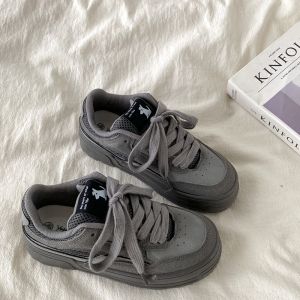 Original Cement Grey Thick Bottom Skate Shoes Womens American Retro Bread Shoes Autumn Winter Casual Sports White Shoes