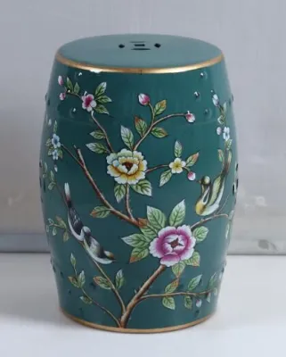 New Classical Chinese Furniture Porcelain Dressing Stool Shoe Changing Stool Side Table Flower and Bird Ceramic Drum Stool Ceramic round Chair