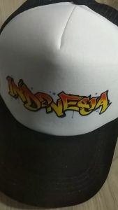 Topi Jaring Desain Grafiti Tulisan Font Indonesia Bahan Jaring Korea Sablon Kuaitas Premium (GRATIS BOX)