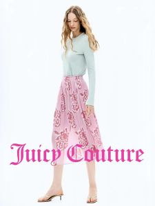 Juicy Couture | Gentle Pink Floral Print Pleated Long Skirt