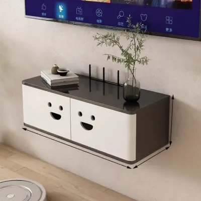 Floating Real Wood TV Cabinet Creative Router Storage Box Small Apartment Wall Mounted Cable Socket Cover up Wifi