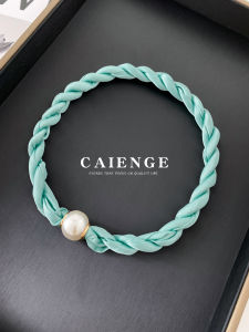 CAIENGE | Magnetic Clasp Pearl Necklace & Thin Silk Scarf for Women