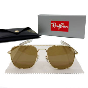 แว่นกันแดดทรงนักบินสีเขียวสไตล์เรโทรแบรนด์หรูสำหรับผู้ชาย ดีไซน์เนอร์ แว่นตาทหารอเมริกัน เลนส์แก้วออพติคอล