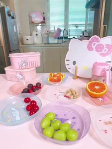 Sanrio | Sanrio PP Bone Plate Hello Kitty Melody Kuromi Cinnamoroll Snack Fruit Dessert Plate Stackable Microwave Safe Food Tray