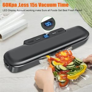 Safe Automatic Vacuum Sealer Machine For Food Storage With 10Pcs Food Saver Bags Sealing Machine For Vacuum EU Plug Black Durable