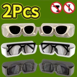 2-4 Glasses Storage Rack Sunglasses Display Rack Wardrobe Organizer Wall-mounted Punch-free Cloakroom Sunglasses Organizer Shelf