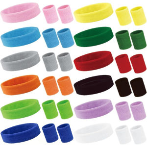 New 3pcs/set Athletic Sweatband Headband Wristband Cotton Guard Stretch Hair Band Wrist Swea Running Cycling Yoga Fitness Sports