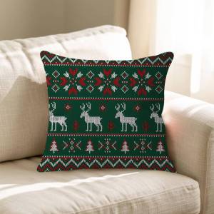 KAYOU | Christmas Tree Deer Snowflake 45*45cm Cushion Cover Cushion Covers Natural Linen Breathable Sofa Bedroom Decor Pillowcase