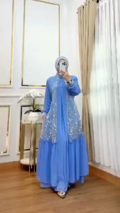 Promo Gamis Wanita Brukat Tille Mewah Elegan Terbaru Premium Ceruty Babydoll | Dress Brokat | Gamis Kondangan Pesta Broklat | Gamis Cringkle Air Flow Terlaris | Gamis Brukat Full Furing Terlaris