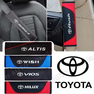 Car Seat Belt Cover For Toyota Wish Alphard Vios Cross Estima Hilux Rush Fortuner Supra Avanza Ae86 Altis Camry Innova Harrier Veloz Yaris Voxy Raize Carbon Fiber Safety Belt Shoulder Pad Car Accessories
