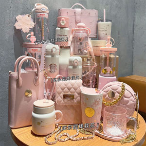 Starbuck Official Store Starbuck 2021 Powder Platinum Cherry Blossom Pearl Peekaboo Cat Paw Insulation Straw Round Cake Bag Glass Mason Mug Starbuck Tumbler Starbuck Mug
