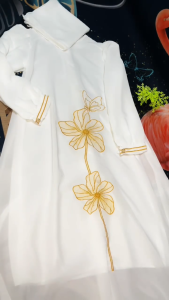 Gamis Anak Motif Bunga Bordir Terbaru 2025 Usia 6-14 Tahun Bahan Ceruty Babydoll Baju Lebaran