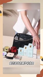[Ready Stock+COD] Mesh Cosmetic Bag Makeup Bags Zipper Pouch Pencil Case Offices Travel Storage Woman Toiletry Small Bags Makeup Organizer