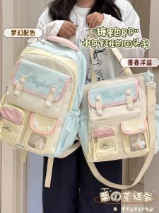 Dopamine Crossbody Bag Single Shoulder Tote for Girls Daily Commuting School Bag Extra Pockets Soft Polyester Material