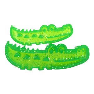 Crocodile Shape Freezable Dog Chew Toy Treat Dispensing Slow Feeder Rubber Teeth Cleaning Interactive Puppy Puzzle Dispensing