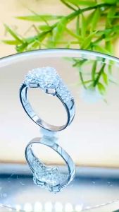 Nhẫn nữ bạc 950 xi bạch kim kiểu trái tim full đá Nhẫn bạc nữ đeo ngón trỏ mạ vàng trắng Nhẫn ngón cái nhỏ đẹp Nhẫn ngón út thiết kế thanh lịch và đẳng cấp - KIM LỘC PHÁT NTI03