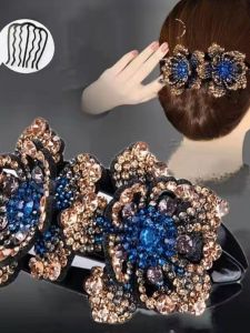 Elegant Three-Tooth Hair Clip Womens Adult Rhinestone Hair Accessories Korean Style Fashionable Hairpins for Grown-ups