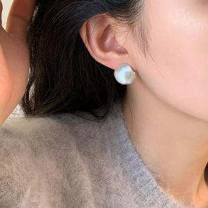 Bông Tai Bạc Kim Loại Chải Xước Cao Cấp