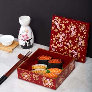 Single Layer Sushi Box Haiku Sea Urchin Packaging Box Tea Candy Box Takeout Box Japanese Cuisine Sashimi Retro Style Plastic Lunch Box