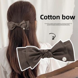 Elegant Hair Clip Womens Fabric Pearl Butterfly Knot Spring Clamp Hair Accessories Princess Style Back of Head Hair Grips