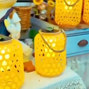 【Thailand Stock】Solar Imitation Bamboo Lantern Outdoor Waterproof Plastic Rattan Lantern Courtyard Decoration Garden Light