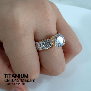 Cincin Titanium Ori Solitaire Mewah Elegan Stainless Steel Anti Karat Cocok untuk Pesta & Kado