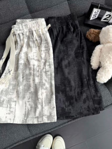 Quần Short Nam American Tie Dye White Ice Silk Nhanh Khô Mỏng Mùa Hè Quần Thể Thao Năm Mảnh Ống Thẳng Rộng Rãi