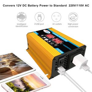4000W Modified Sine Wave Power Inverter DC 12V to AC 110V/220V Smart Vehicle Converter with LCD Display for RV