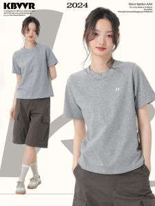 KBVVR | Gray Pure Color Casual T-shirt Summer Short Loose Sleeves Tshirt