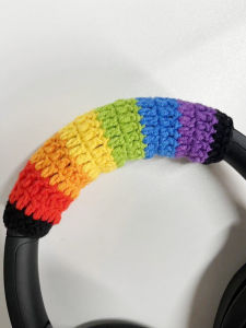 Handmade Hook Knitted Headband Headset Beam Cover Compatible with Sony XM4 XM5 7 Color Rainbow Headband Beam Protector QC45 QC35