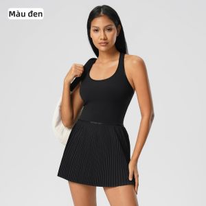 QYUED | Áo Thun Ngắn Tay Phong Cách Yoga & Quần Thể Thao Có Đệm Ngực Giúp Gọn Người Khô Nhanh