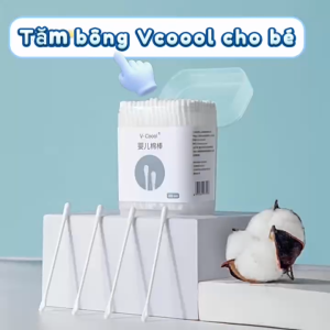 Combo 3 hộp tăm bông cho bé sơ sinh V-Coool hộp 200 que kháng khuẩn an toàn vệ sinh taimũi cho bé - Hie en Store