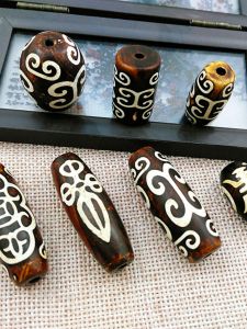 Tibet Beads DIY Handmade Cylindrical Retro Money Natural Agate Carved Bracelet Tibet Beads Loose Beads Accessories Material